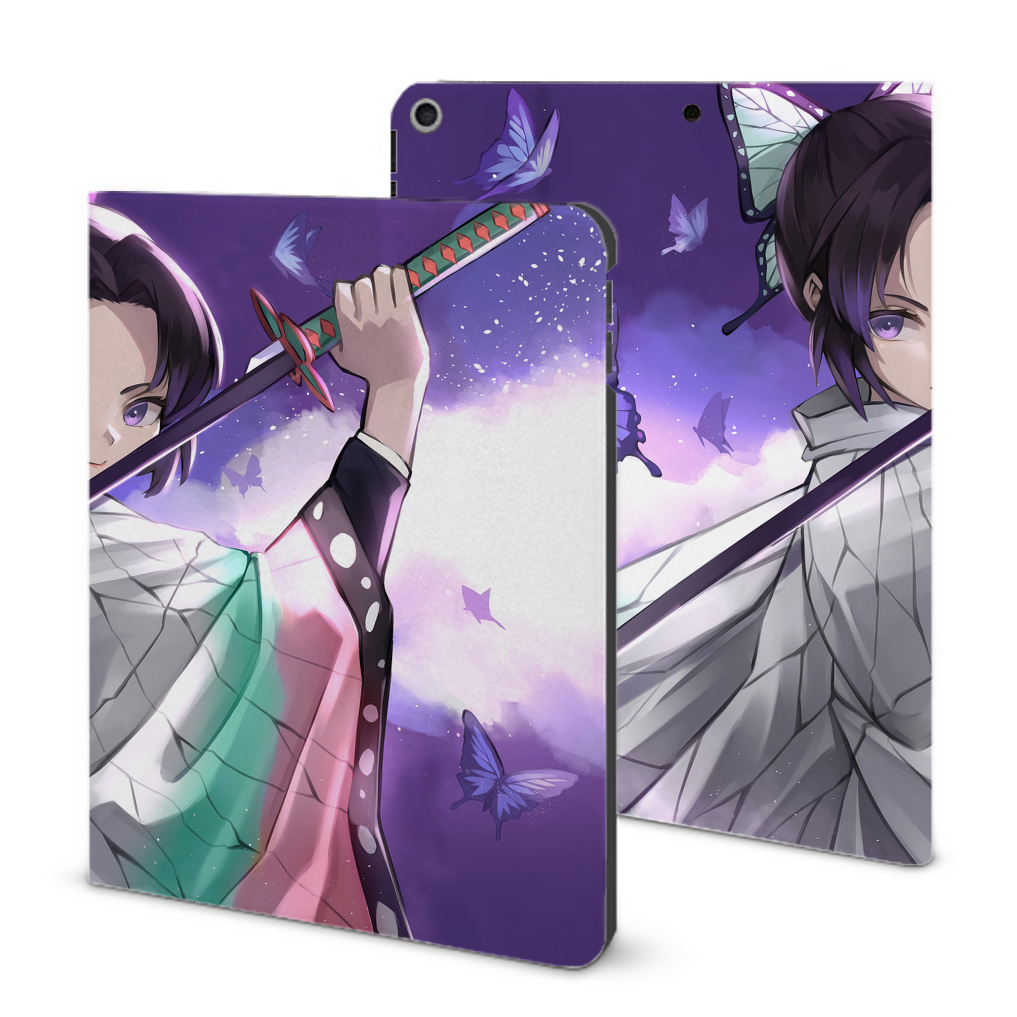（画像用） 鬼滅の刃（きめつのやいば）蟲柱-胡蝶 しのぶ／こちょう しのぶ Kochou Shinobu IPad ケース ブック型 PUレザー TPU 耐衝撃 軽量 薄型 ペン収納なし 全面保護 IPad 各モデル対応